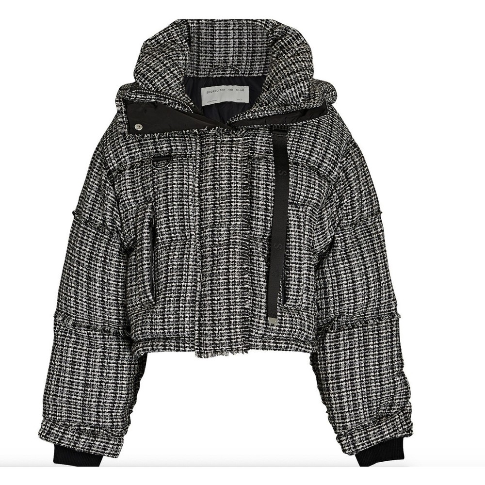 SHOREDITCH SKI CLUB Willow Leah Tweed Cropped Puffer Jacket in Sz M NWT New